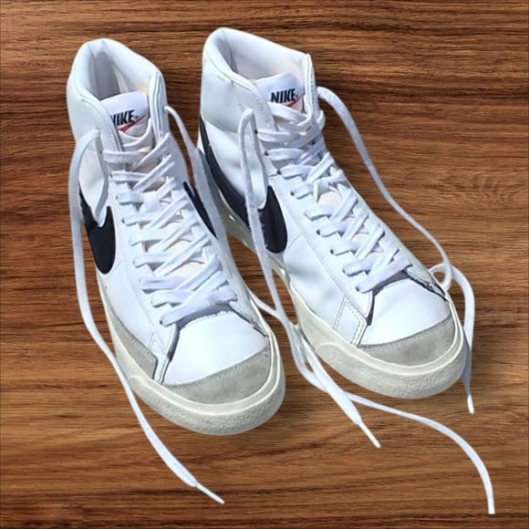 Nike Shoes - Nike Blazer Mid '77 High-Top Leather Suede White Lace Up Sneakers Women Size 8.5